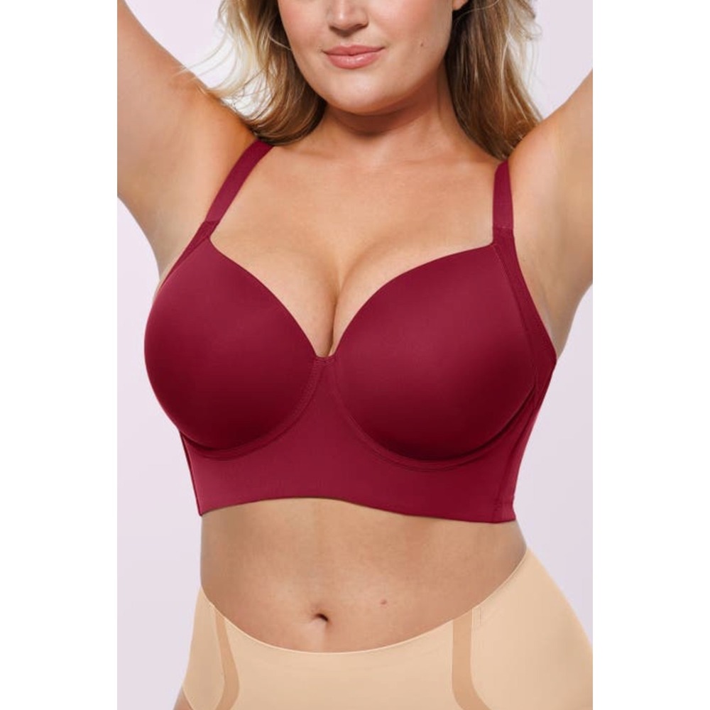 Shapellx Bra Womens 42D Burgundy Full Coverage Underwire Supportive Smoothing